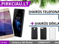 Įvairūs telefonai ir jų dėklai