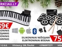 Silikoninis nešiojamas elektroninis pianinas arba būgnai, PUIKI DOVANA