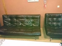 Sofa, fotelis ir pufas